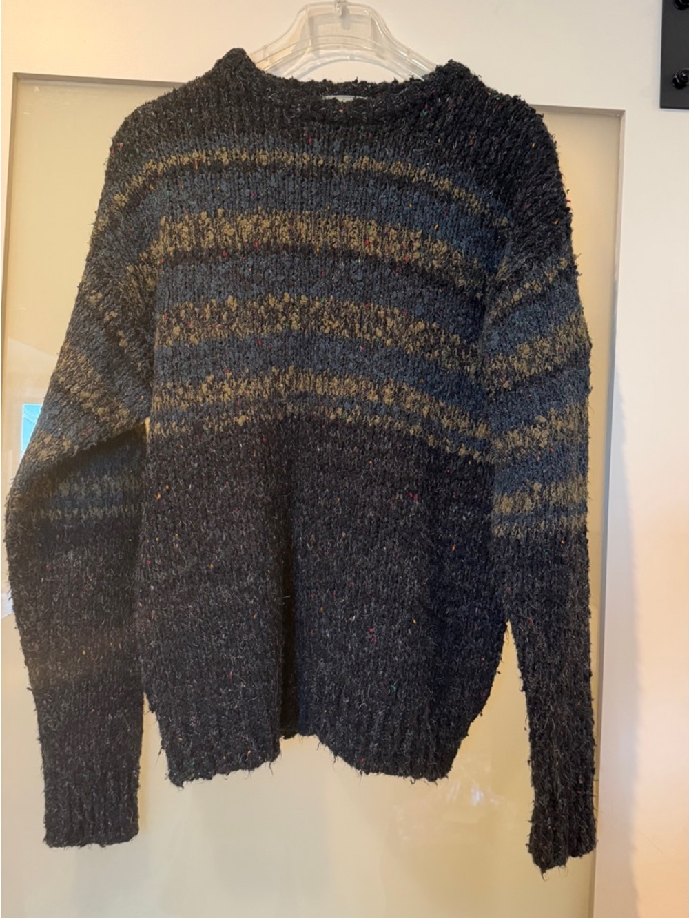 Christopher Hayes Cozy Black & brown Striped Knit Sweater size L